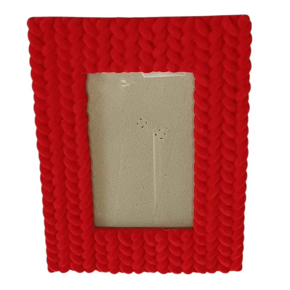 Unique | Accents | Red Velvet Flocked Photo Frame Fuzzy Braided Design ...